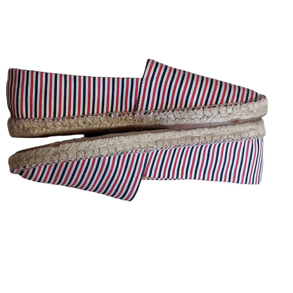 J. Crew Red White Blue Striped Canvas Jute‎ Rope Espadrilles Flats Patriotic - Picture 13 of 16